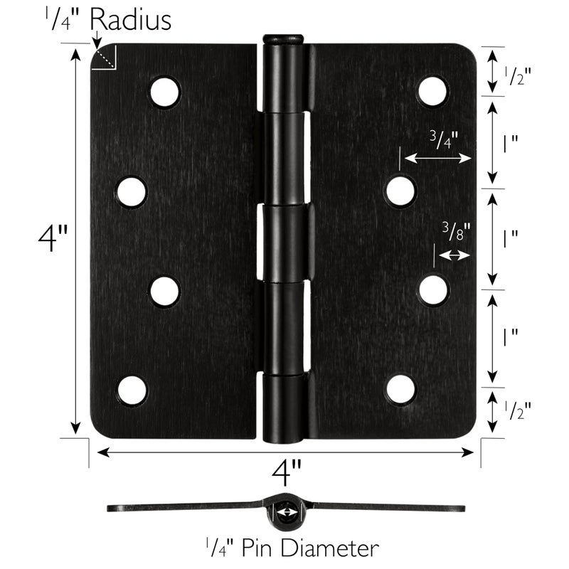 Design House Door Hinges for Interior Doors 10-Pack 4-inch x 4-inch, Design House 1/4-inch Radius Steel Door Hinge Door Hardware, Oil Rubbed Bronze, 181560 - Image 2
